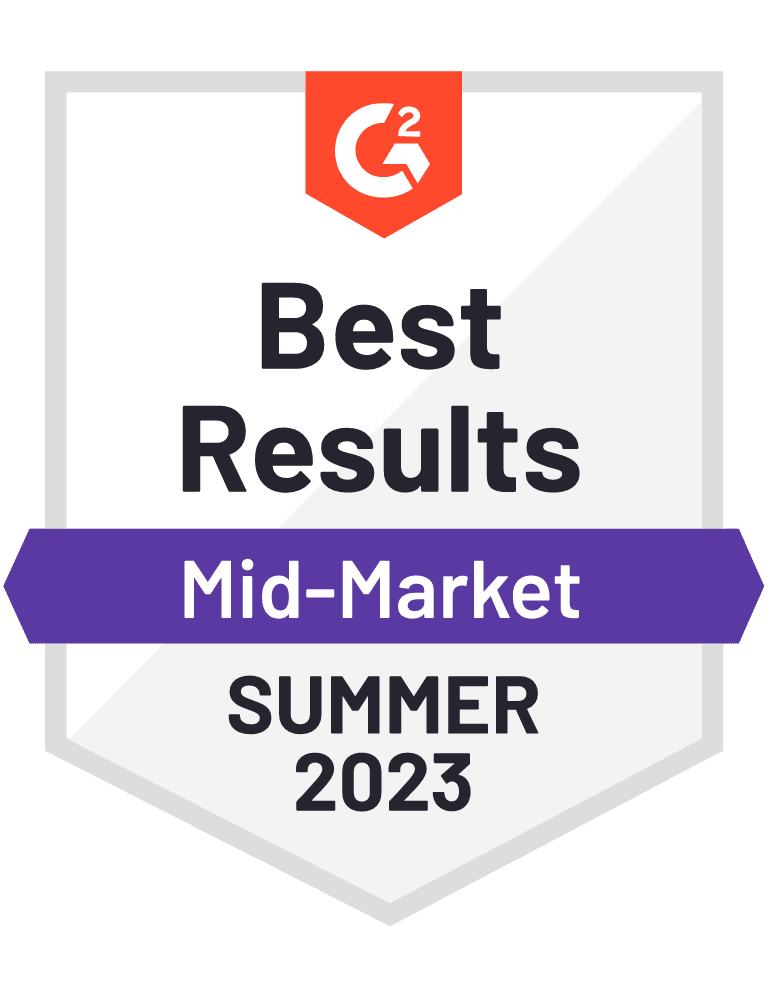 G2 Best Results Mid-Market Award, Spring 2023