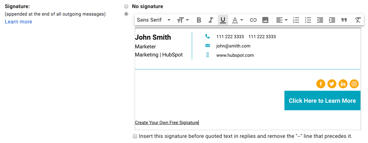 Email Signature in Gmail